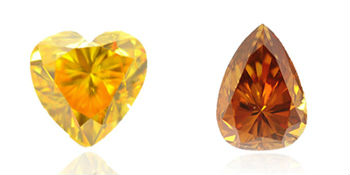 des diamants oranges aux teintes jaunes et brunes