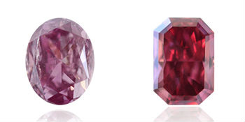 nuance rouge et violette du diamant rose