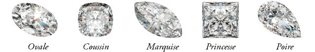 Les Diamants Fantaisie en Asie 4 différentes formes de taille de diamants
